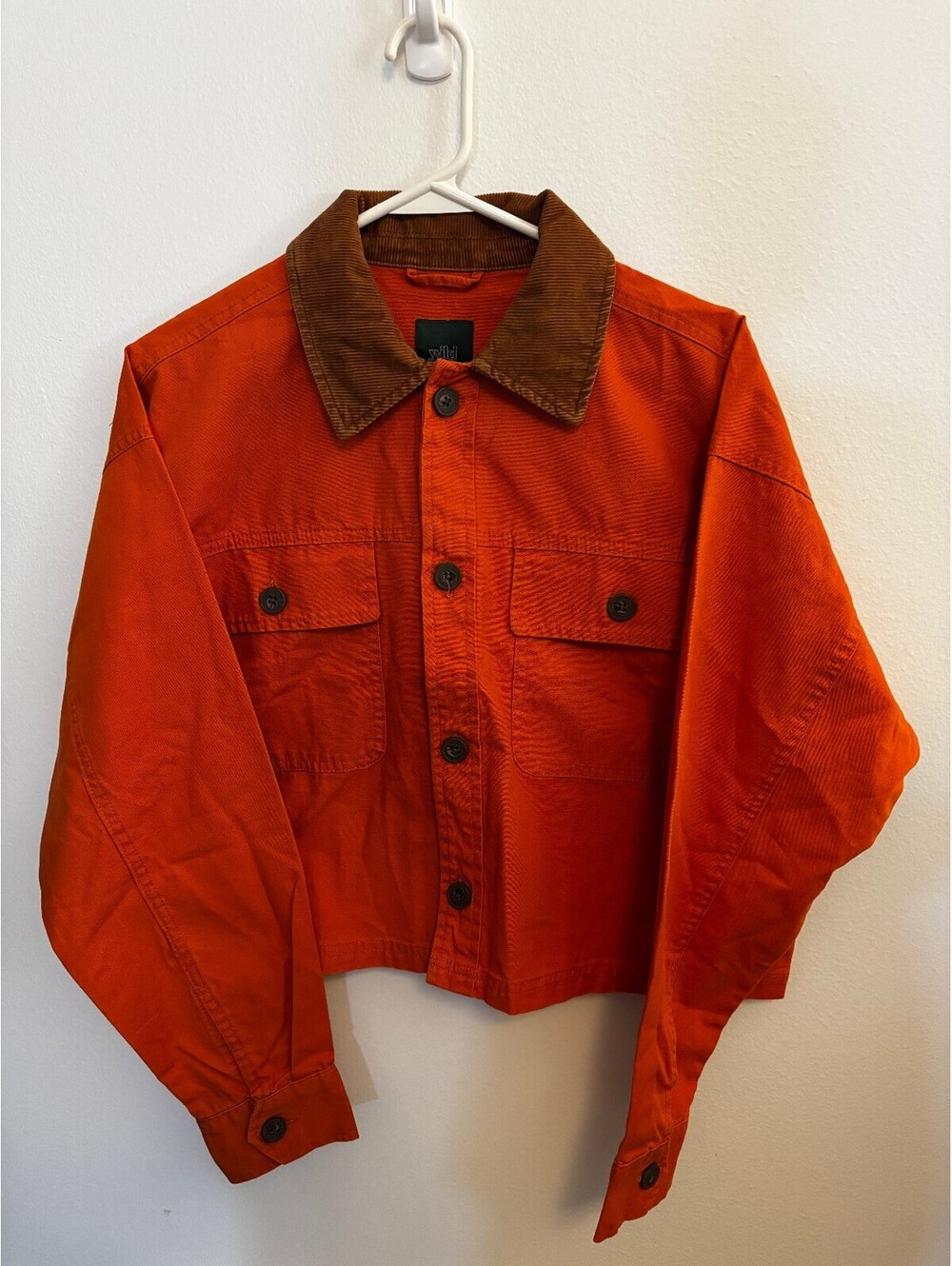 Wild Fable Rust Orange Cropped Utility Chore Jacket Corduroy Collar S NWT